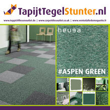 Schitterende interieur mogelijkheden met de natuurlijke kleur Aspen Green van Heuga Interloop 700. Betaalbare tapijttegels van hoge kwaliteit en extreem duurzaam.  Aspen Green 